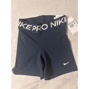 Nike Pro Shorts Womens XS Navy Blue NWT Dri-FIT Training CZ9831-451 3